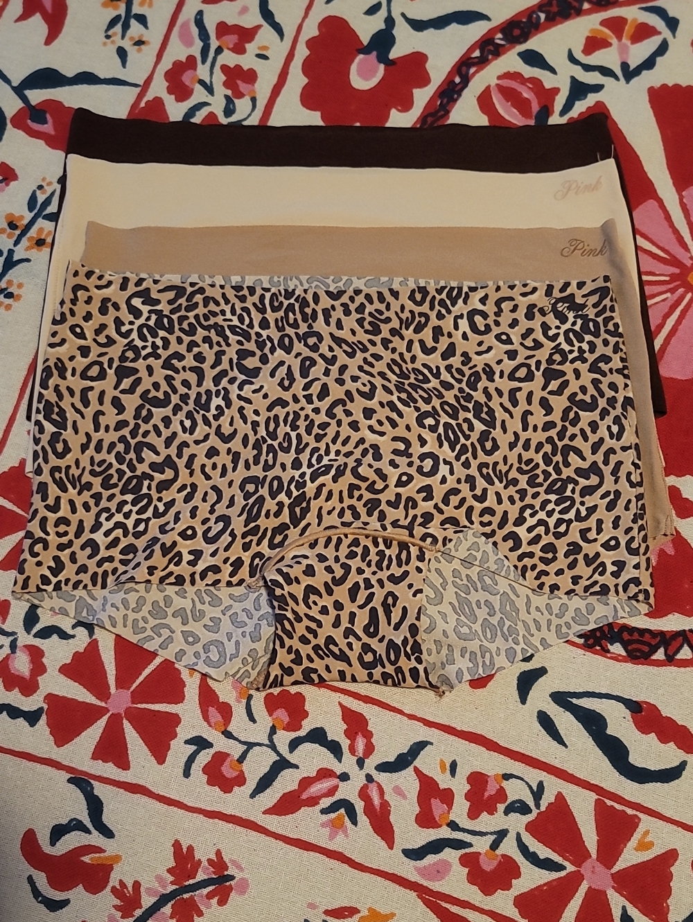 NWOT PINK Victoria's Secret 4-Pack Panties in Leopard, Tan & Brown and Beige